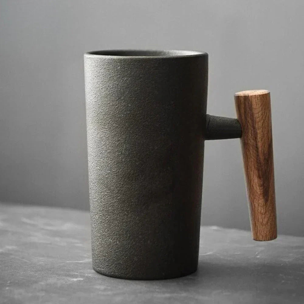 ScandiSip Ceramic Mug – Minimalist Scandinavian Design with Wooden Handle | Stornfield