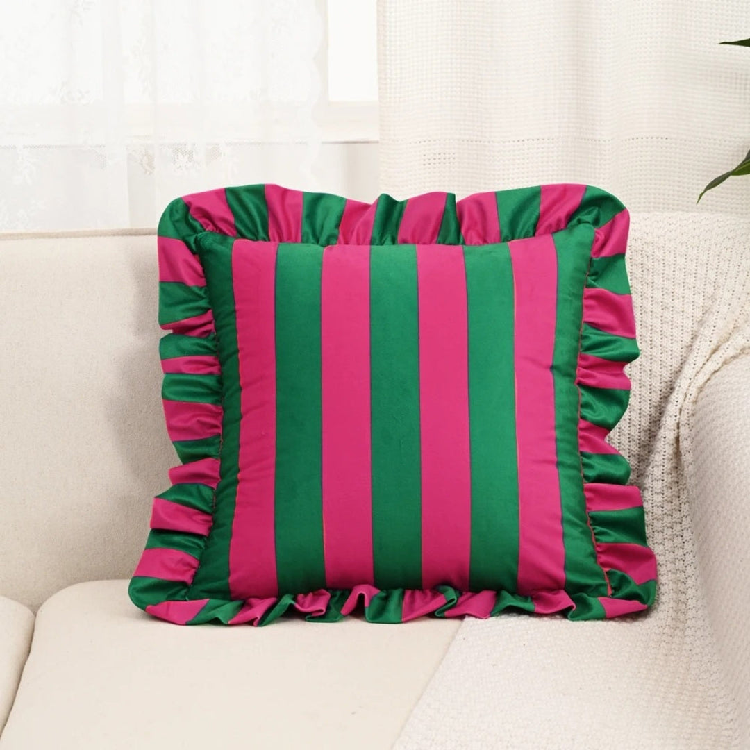 Stornfield | Retro Striped Ruffle Cushion Cover