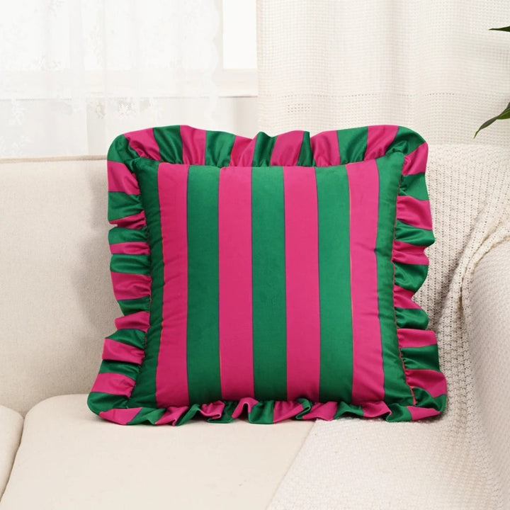 Stornfield | Retro Striped Ruffle Cushion Cover