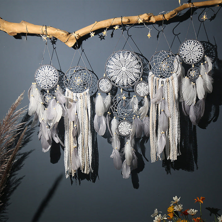 Stornfield | Moon and Stars Dream Catcher Hanging Above the Bed (5 pieces)