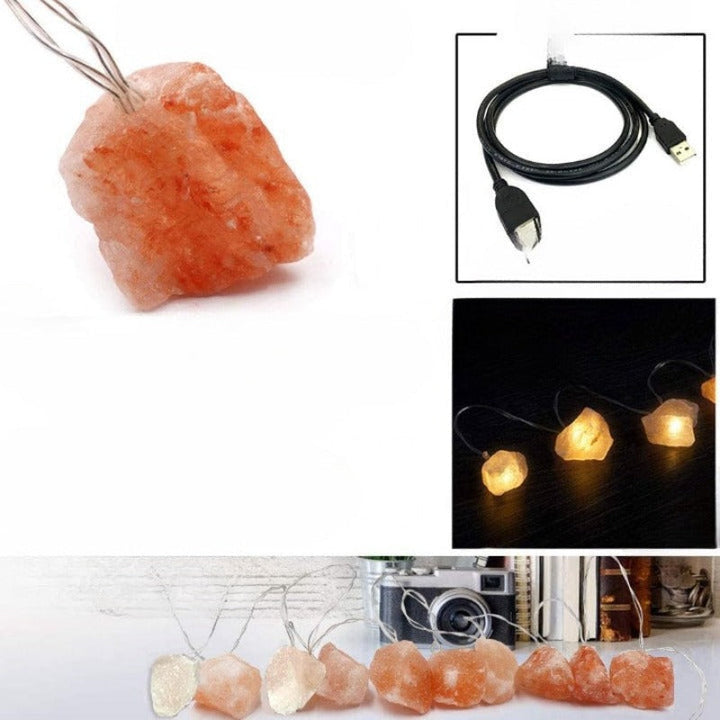 Stornfield | SolaraGleam Himalayan Salt LED Lights | Warm Amber Light | Natural Portable Crystal Home Decor
