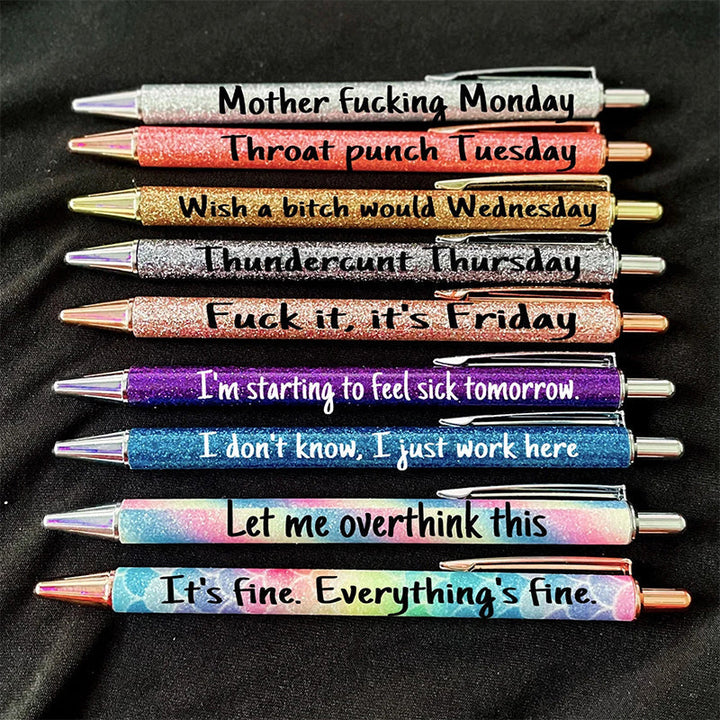 9 Pieces Funny Glitter Ballpoint Pens Stornfield