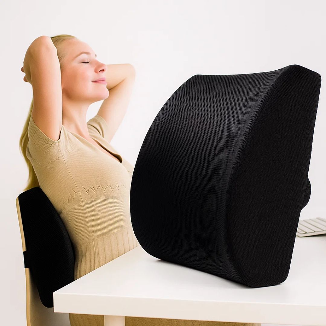 DriveEase | Car Lumbar Support Cushion - Memory Foam Relief - Breathable Mesh - Ideal for Journeys and Long Drives Stornfield