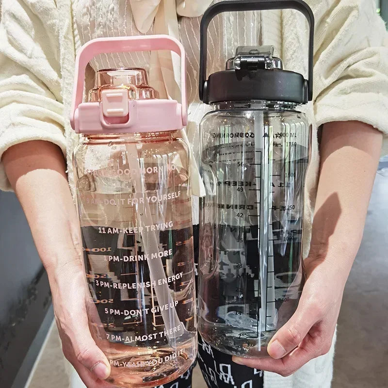 Stornfield | 2L Portable Sports Water Bottle with Straw and Time Markings