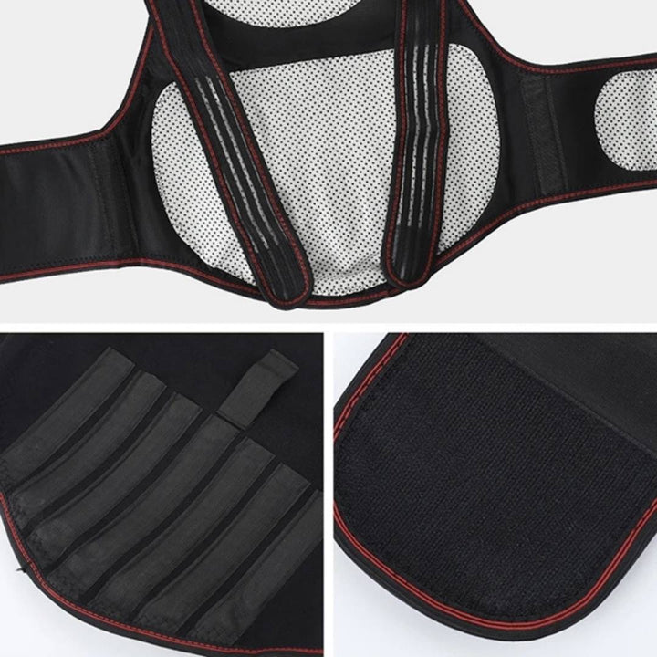 MagniTherm Self-Heating Back Support | Adjustable Heated Posture Corrector - Back Pain Relief - Posture Improvement Stornfield