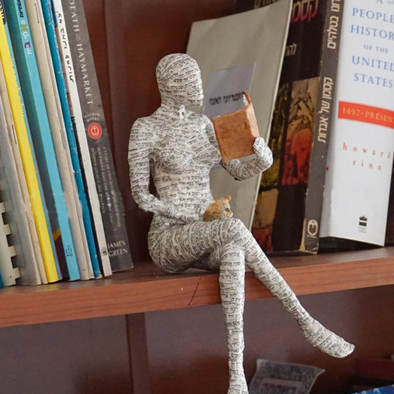 Resin Modern Reading Woman Statue Ornament in The Shape of a Scholar | Stornfield