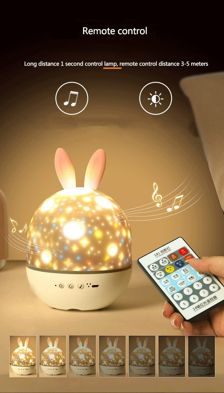 LED Universe Stars Bunny Projector Night Light | Stornfield