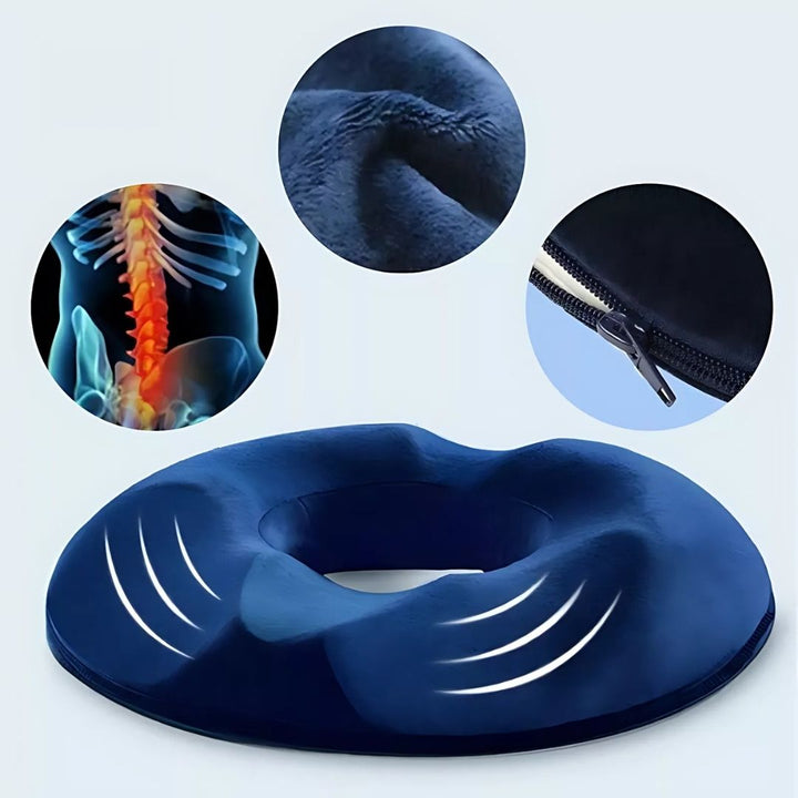 SitRelief | Donut Seat Cushion - Coccyx and Hemorrhoid Relief - Memory Foam - Washable Cover - Office, Travel, Post-partum Use Stornfield