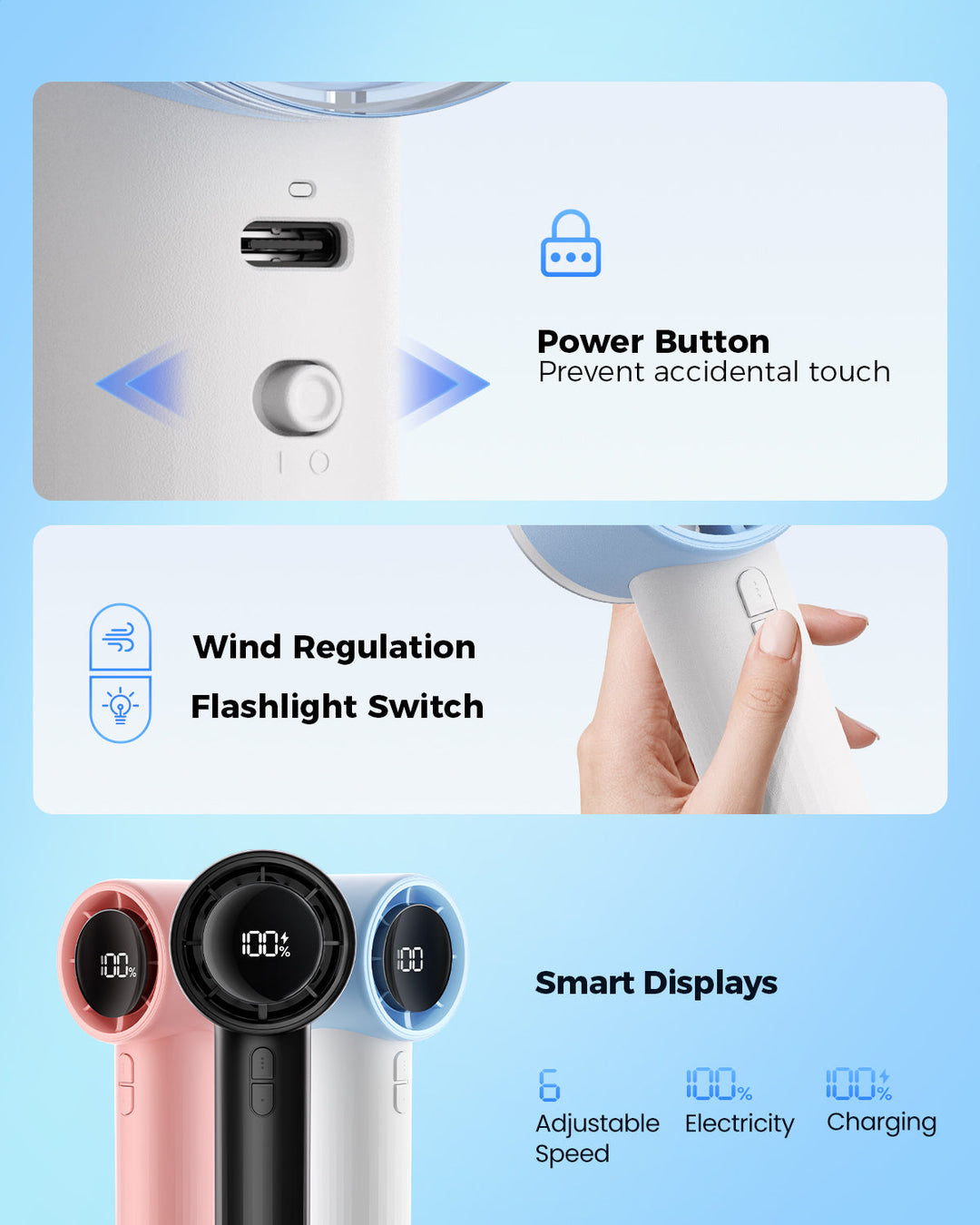 Portable High Speed Handheld Turbo Fan with LED Display | Stornfield
