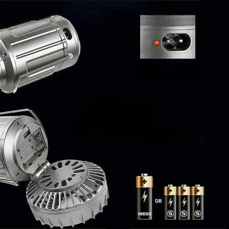 Foldable light with built-in fan and USB rechargeable power bowl