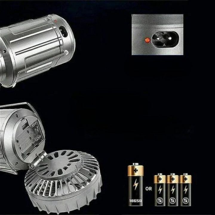 Foldable light with built-in fan and USB rechargeable power bowl