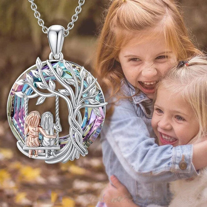 Stornfield | Tree of Life Sister on the Swing Cry-stal Pendant Necklace