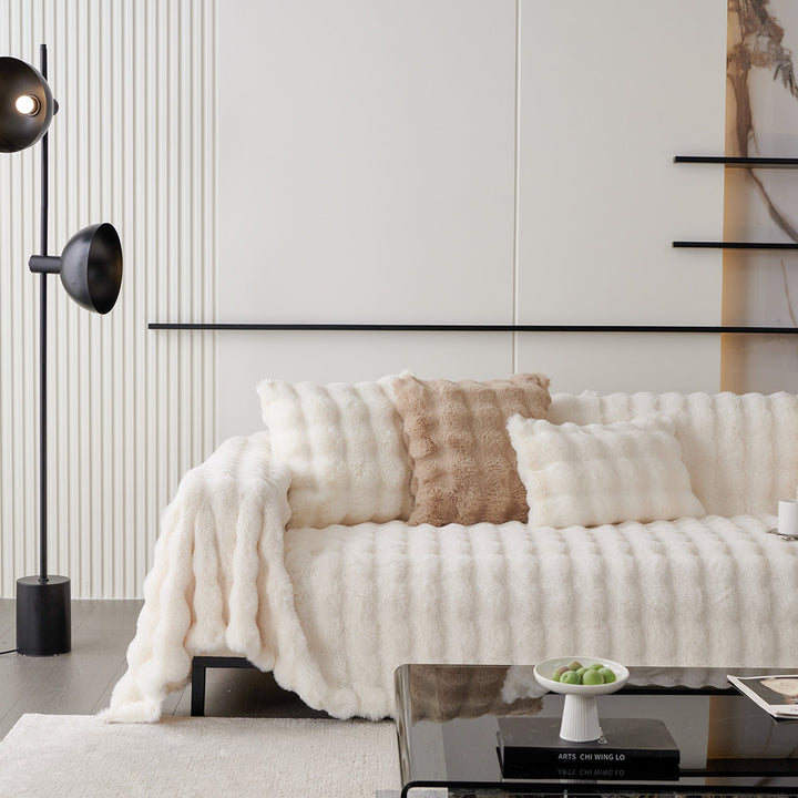 Luxe Ripple Faux Fur Sofa Cover - Modern, Stylish & Durable Sofa Protection | Stornfield
