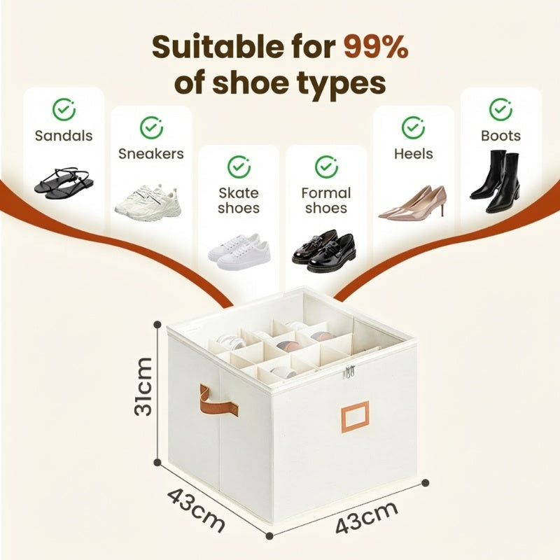 Foldable shoe box made of fabric with lid | Stornfield