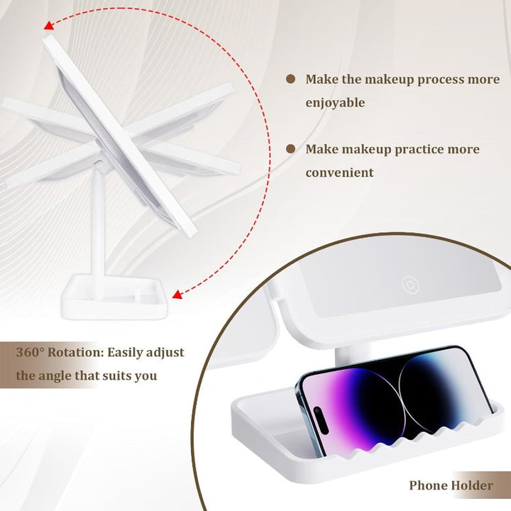 Stornfield Tri-Fold LED Makeup Mirror