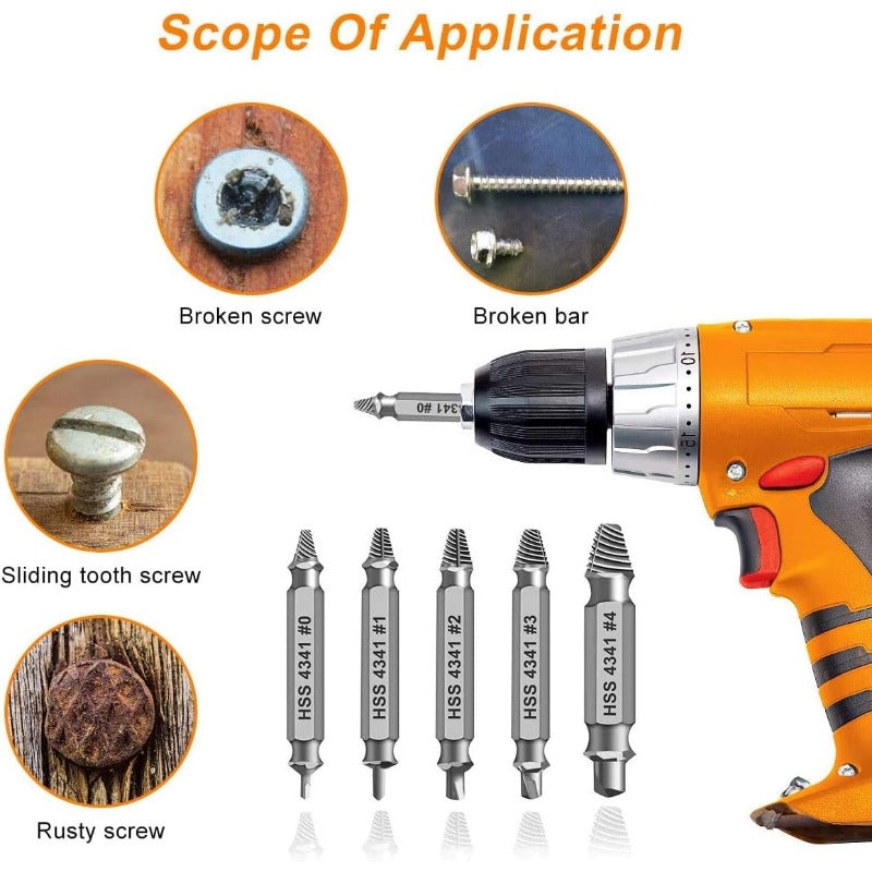 Universal Screw Extractor Set with Dual-Ended Bits Stornfield