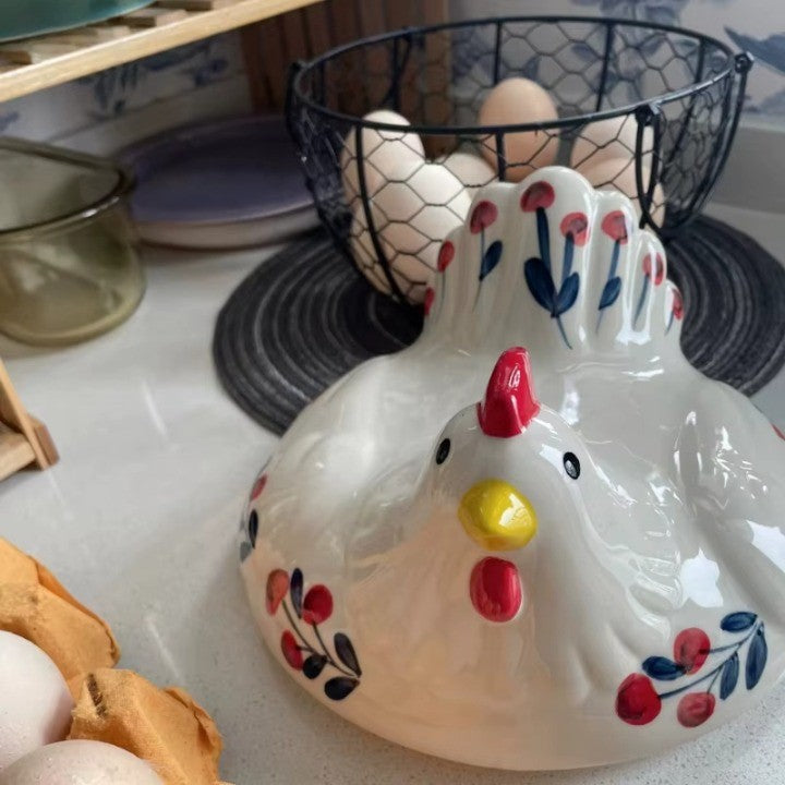 Stornfield | Ceramic Egg Holder Chicken with Wire Basket