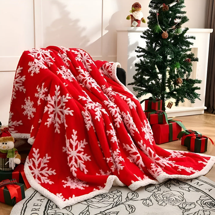 Soft fleece Stornfieldanket with snowflake pattern – Cozy & warming | Perfect for sofa and bed | Stornfield