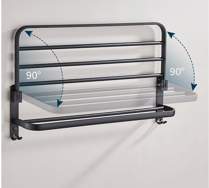 Wall-mounted towel shelf, no drilling required. | Stornfield
