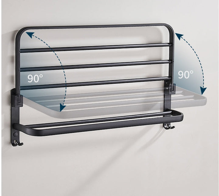 Wall-mounted towel shelf, no drilling required. | Stornfield