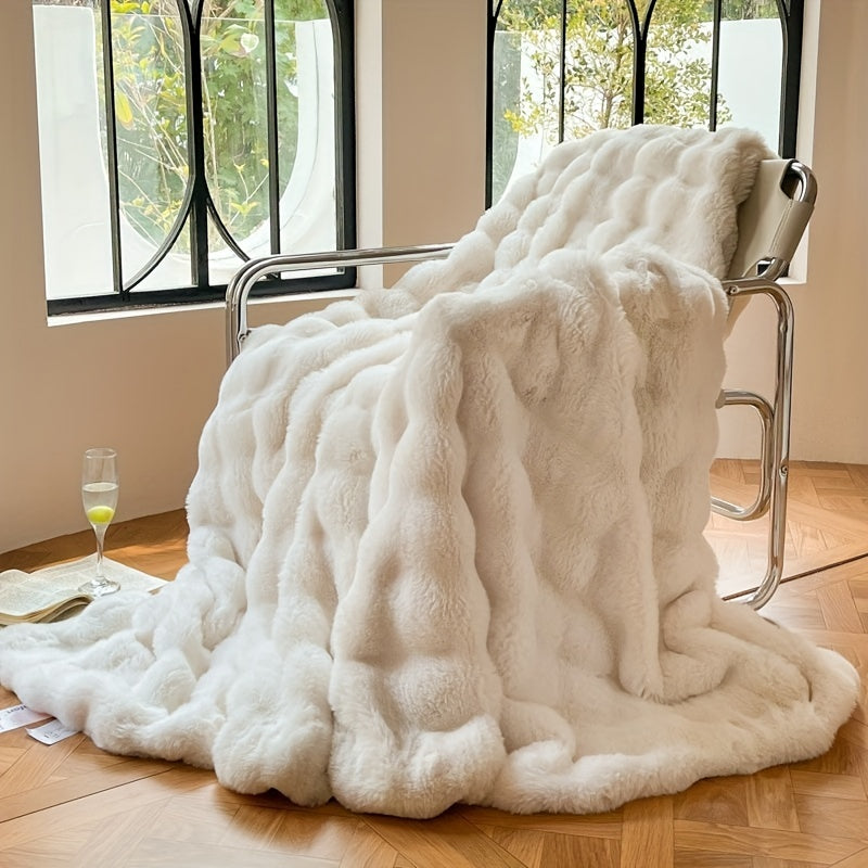 Faux Rabbit Fur Fleece Stornfieldanket – Luxury Warm Couch Stornfieldanket for Napping and Air Conditioning | Soft and Thick Stornfieldanket | Stornfield