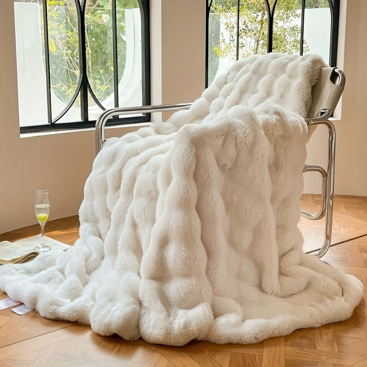 Faux Rabbit Fur Fleece Stornfieldanket – Luxury Warm Couch Stornfieldanket for Napping and Air Conditioning | Soft and Thick Stornfieldanket | Stornfield