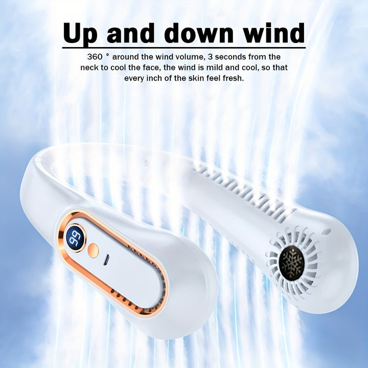 Stay Cool And Comfortable With This USB Rechargeable 5-Speed Adjustable Neck Fan - Digital Display & Bladeless! | Stornfield