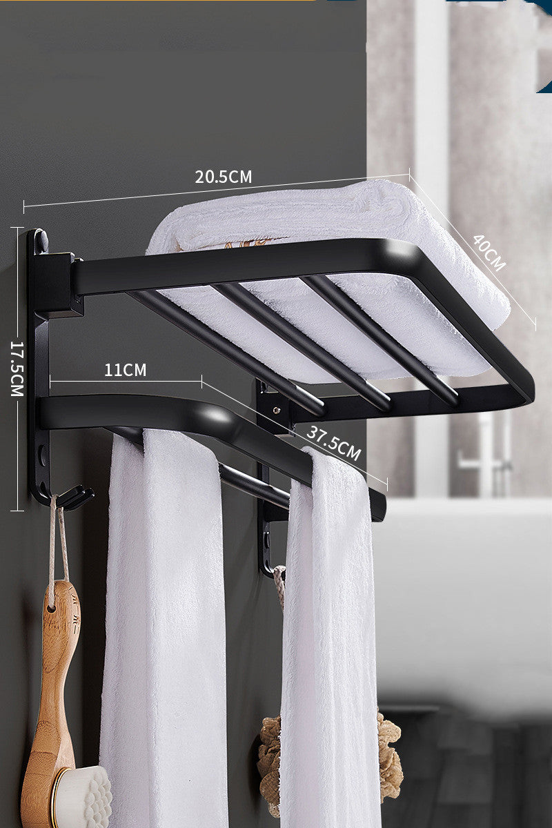 Wall-mounted towel shelf, no drilling required. | Stornfield