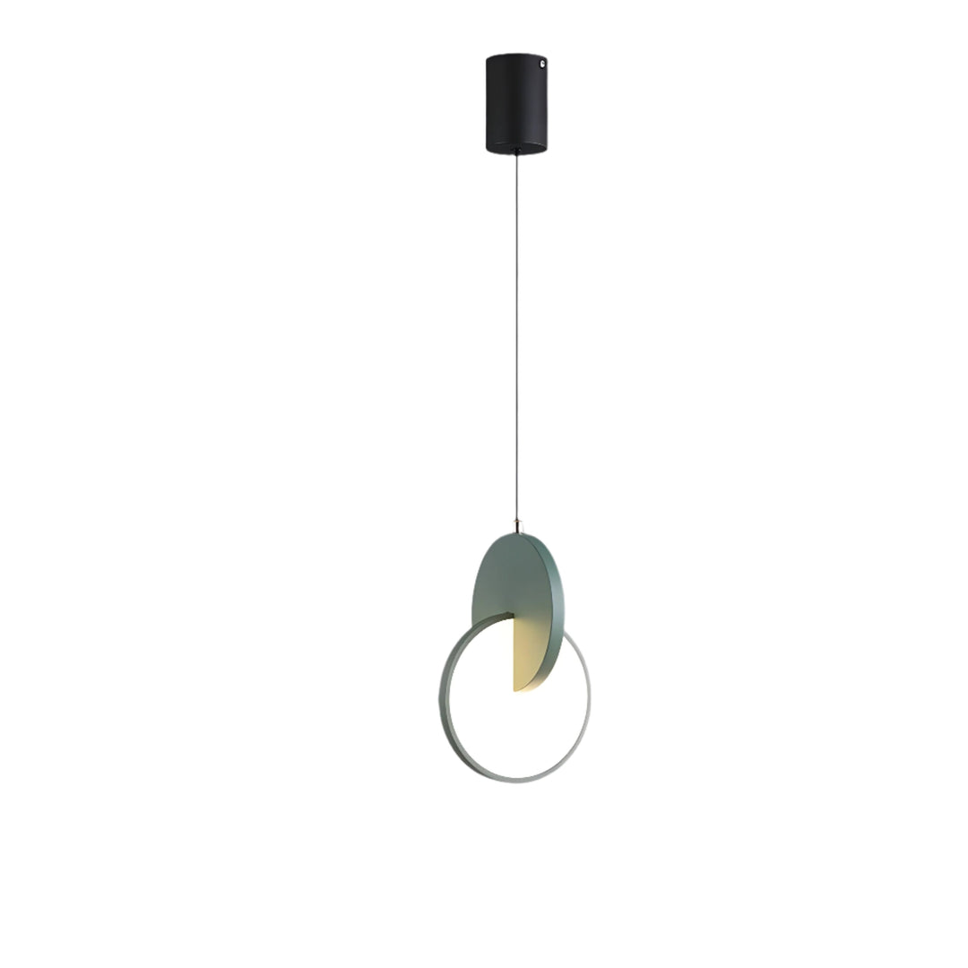 Modern Scandinavian LED pendant lamp with round frame and warm light bowl