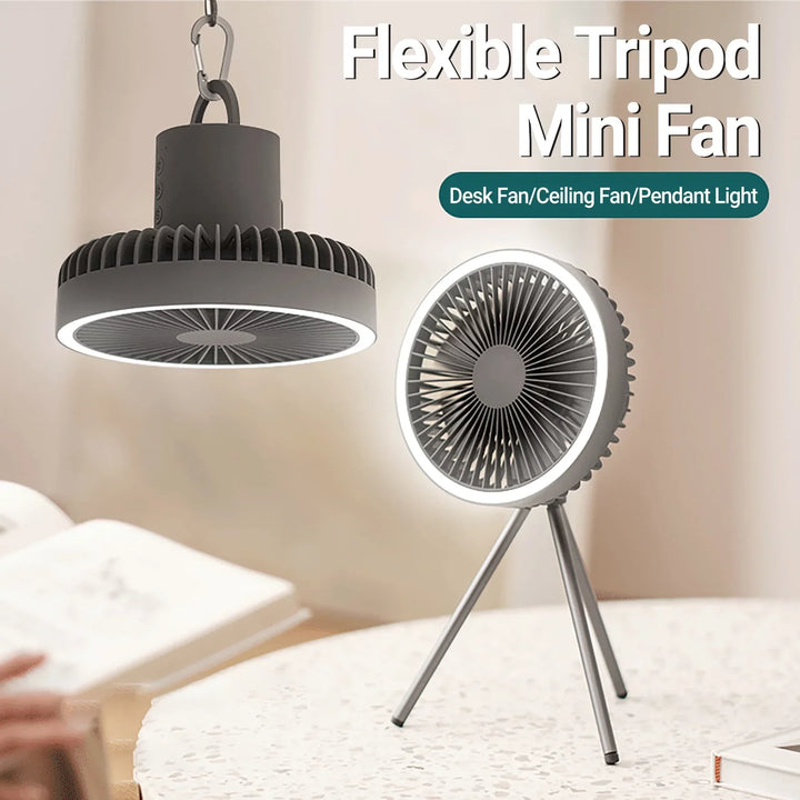 Rechargeable 10,000mAh Camping Fan with LED Lighting and Power Bank | Stornfield