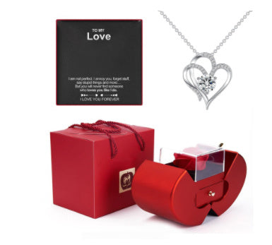 Red Apple Jewelry Box with Eternal Rose and Necklace | Stornfield