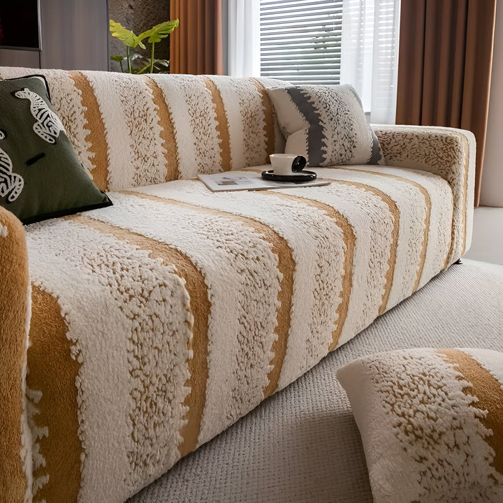 Plush sofa cover (2 pieces) – Soft, warm and decorative | Protects your sofa stylishly | Stornfield