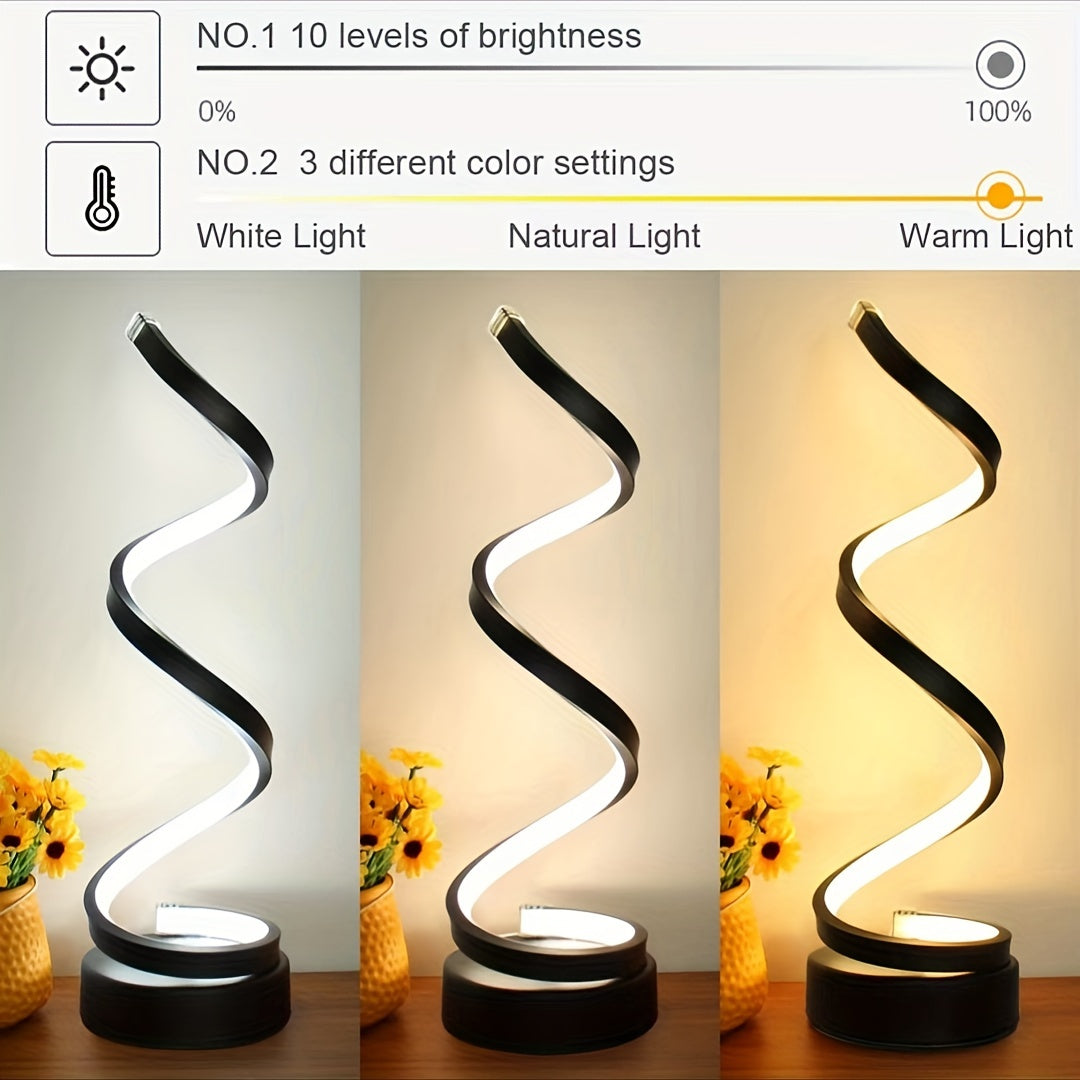 Stornfield | Lampe de Table Spirale Moderne – Lampe de Bureau LED Créative avec Lumière Douce Chaude, Parfaite pour la Décoration de Chambre, de Salon et d'Étude
