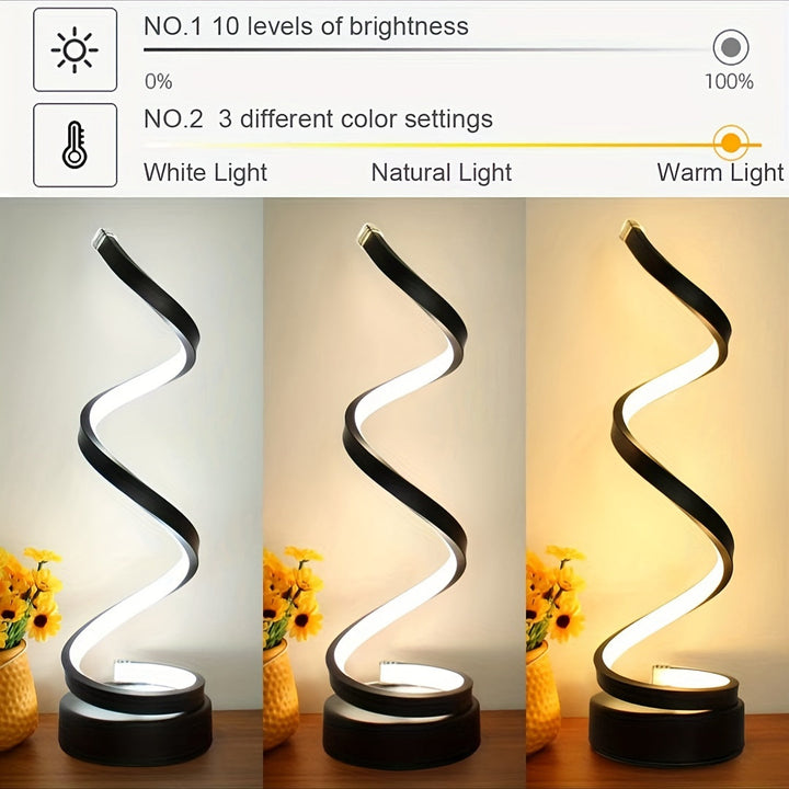 Stornfield | Lampe de Table Spirale Moderne – Lampe de Bureau LED Créative avec Lumière Douce Chaude, Parfaite pour la Décoration de Chambre, de Salon et d'Étude