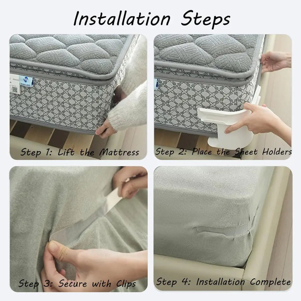 Stornfield | 4-piece bed sheet holder set – secure hold for all mattress sizes