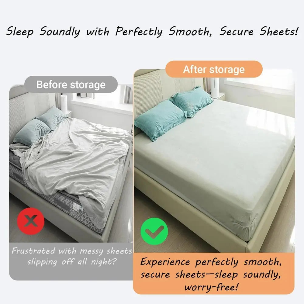 Stornfield | 4-piece bed sheet holder set – secure hold for all mattress sizes