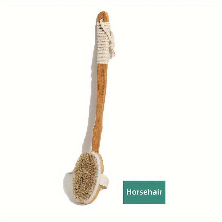 Back Wild Boar Bristle Cleaning Sponge for the Shower - Long Wooden Handle Bath Sponge Brush, soft natural bristles for back cleaning Stornfield