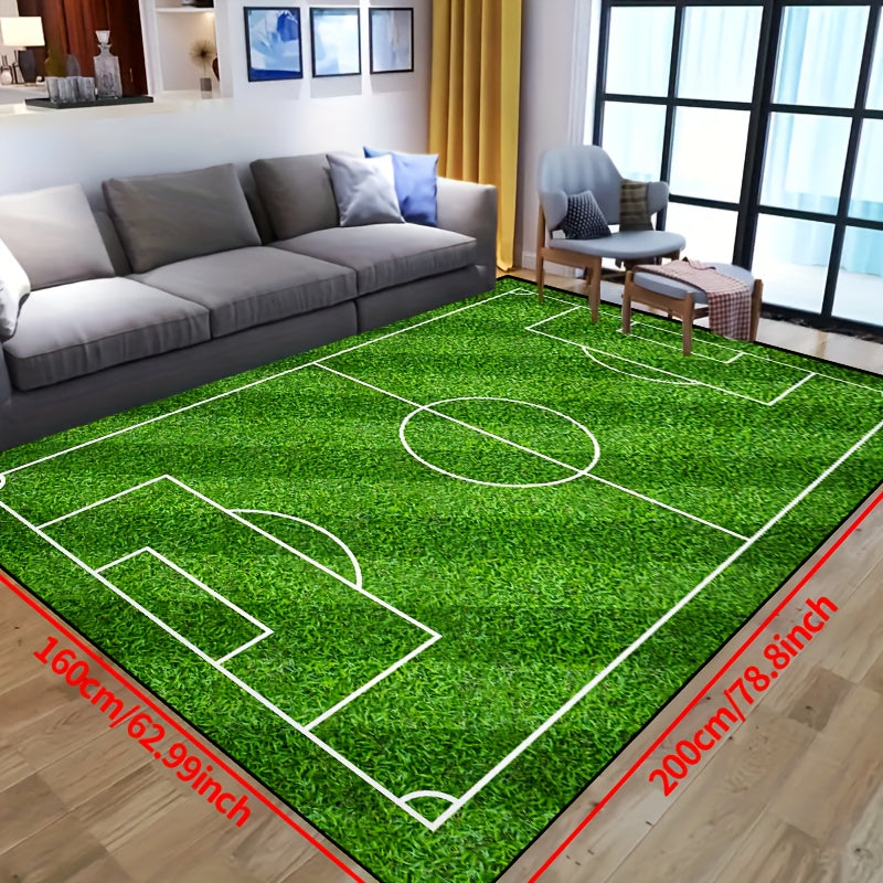 Stornfield | Football Field Pattern Rug - Non-Slip Washable Living Room Rugs for Living Room, Bedroom, Garden, or Playroom