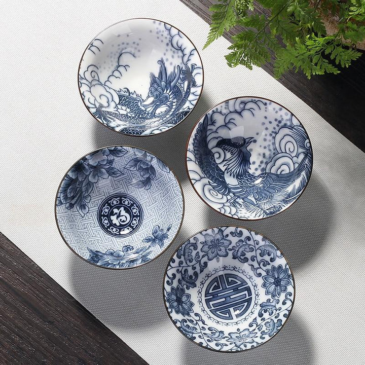 4pcs Blue and White Porcelain Teacup Set | Stornfield