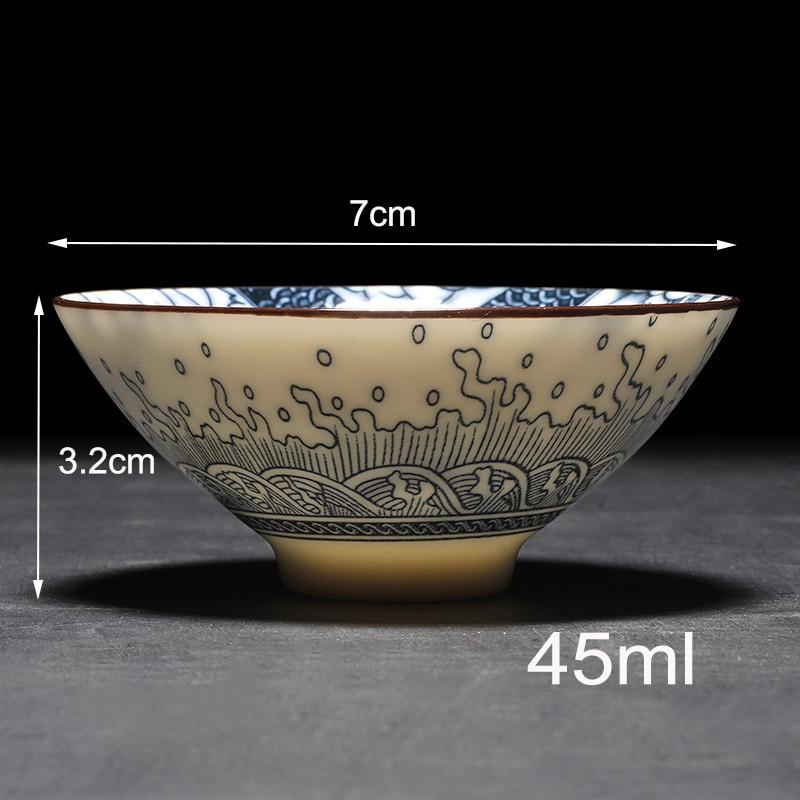 4pcs Blue and White Porcelain Teacup Set | Stornfield