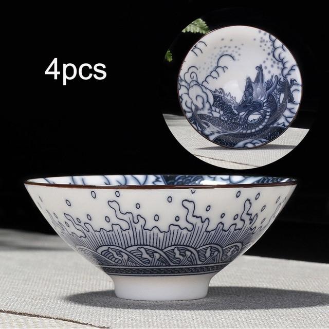 4pcs Blue and White Porcelain Teacup Set | Stornfield
