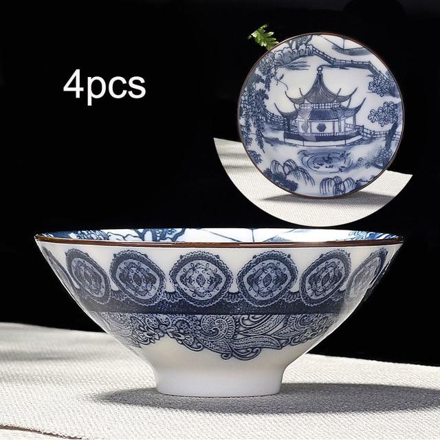 4pcs Blue and White Porcelain Teacup Set | Stornfield