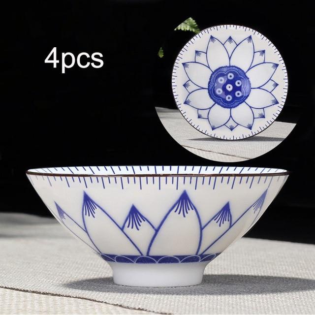 4pcs Blue and White Porcelain Teacup Set | Stornfield