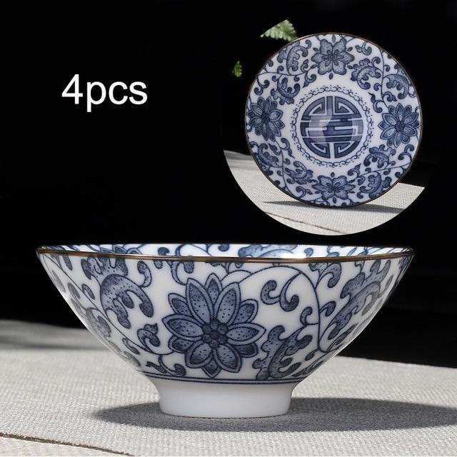 4pcs Blue and White Porcelain Teacup Set | Stornfield