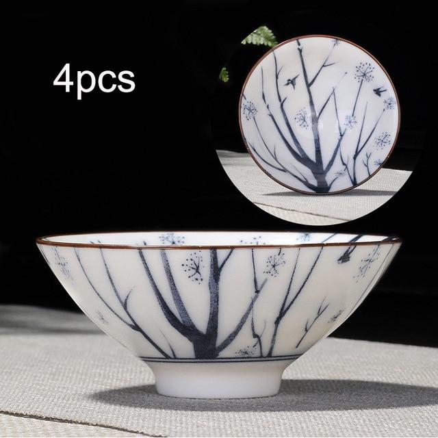 4pcs Blue and White Porcelain Teacup Set | Stornfield