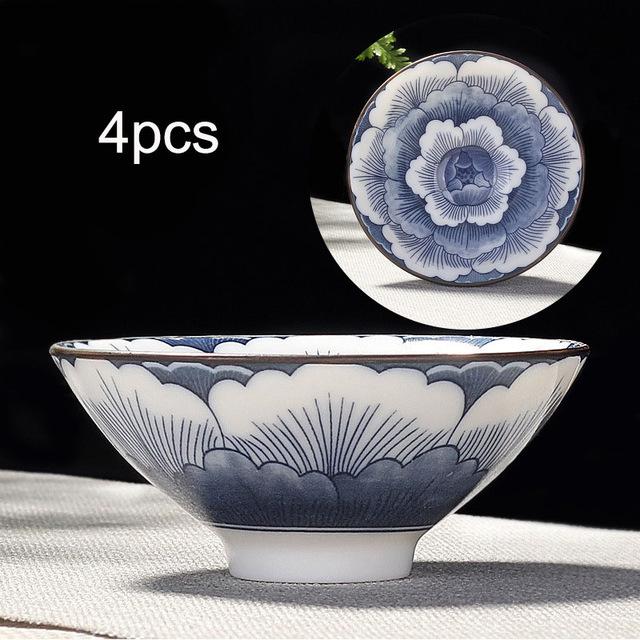 4pcs Blue and White Porcelain Teacup Set | Stornfield