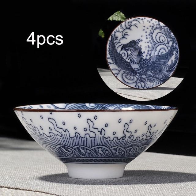 4pcs Blue and White Porcelain Teacup Set | Stornfield