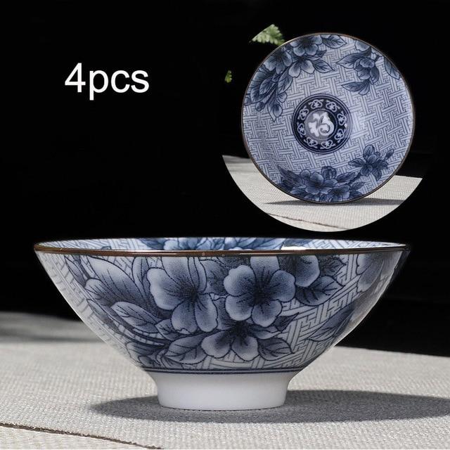 4pcs Blue and White Porcelain Teacup Set | Stornfield