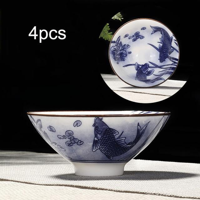 4pcs Blue and White Porcelain Teacup Set | Stornfield