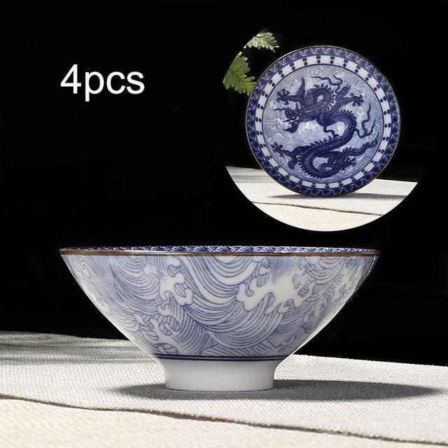4pcs Blue and White Porcelain Teacup Set | Stornfield
